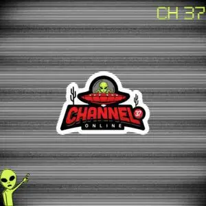 Channel 37 Online Spaceship Shape Sticker