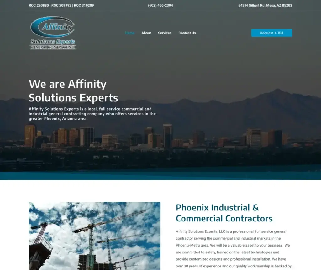 Affinity Solutions Experts website preview.