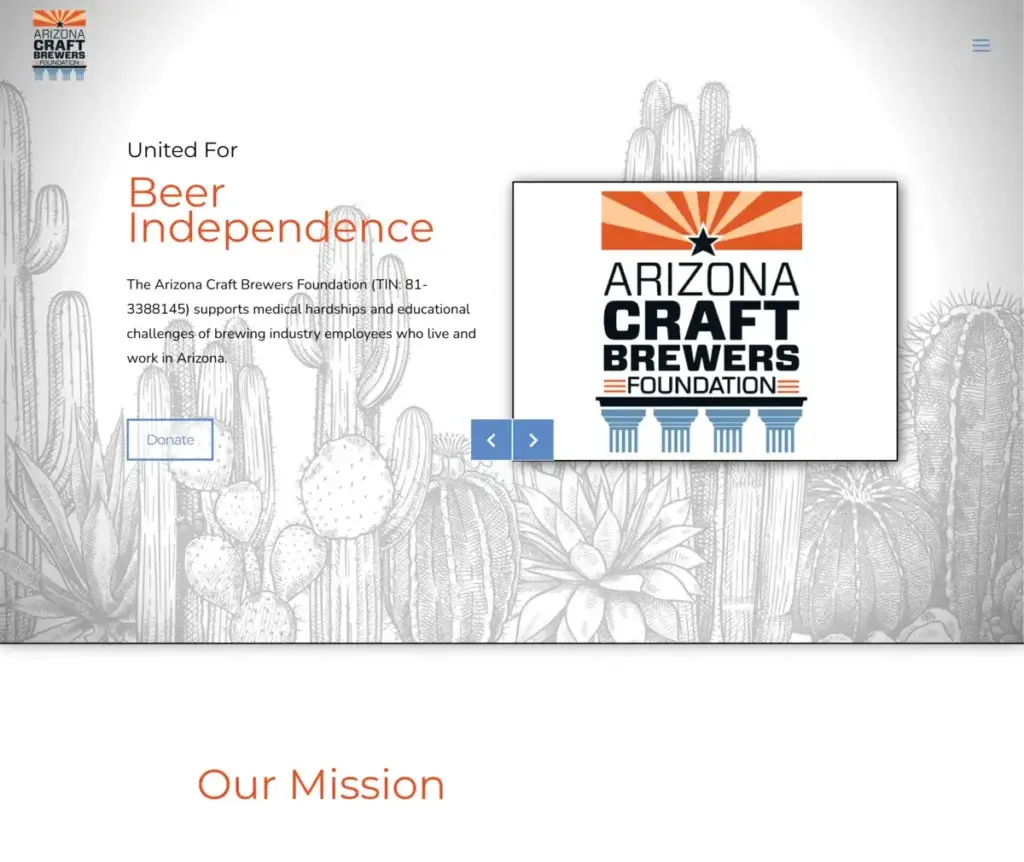 Arizona Craft Brewers Foundation website preview.