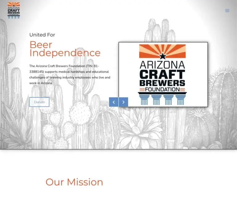 Arizona Craft Brewers Foundation website preview.