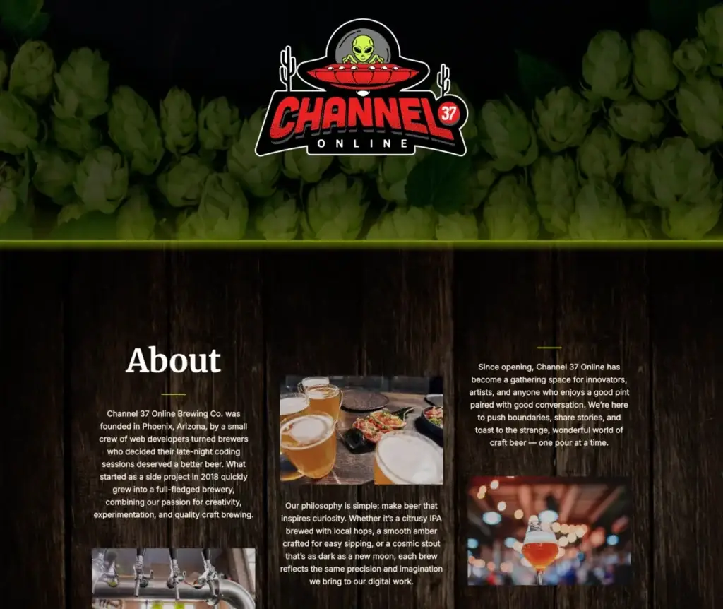 Green Brewery website preview.