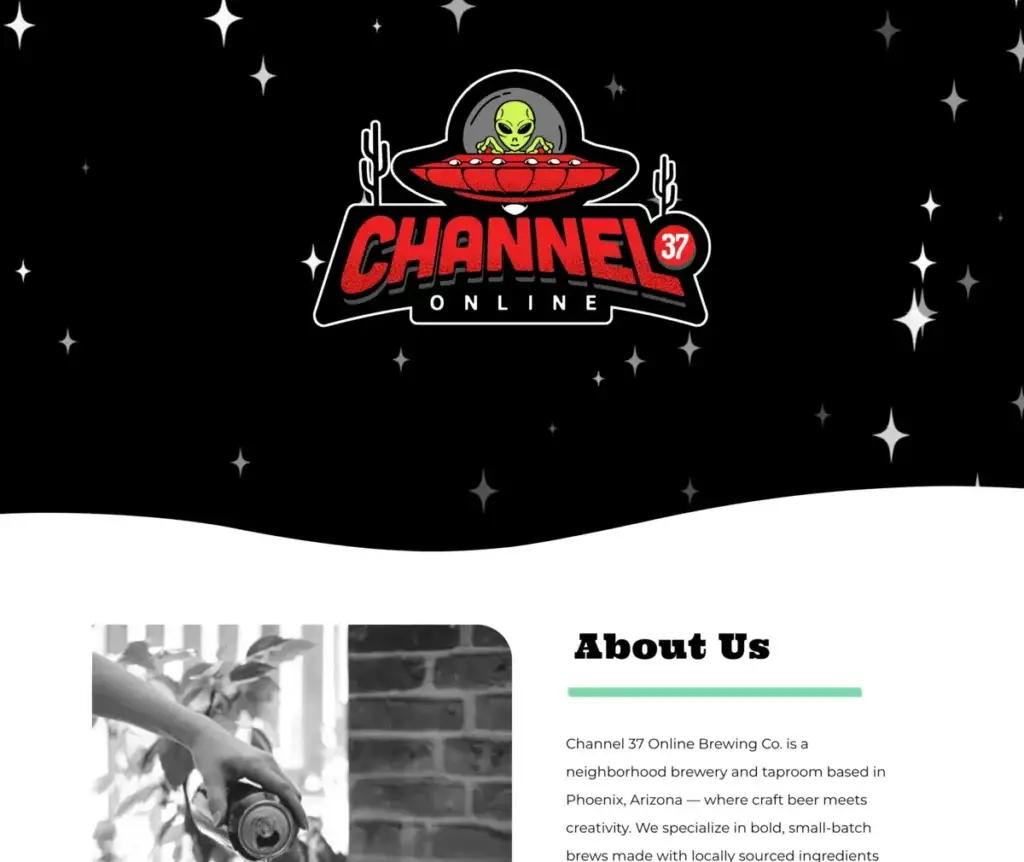 Taproom website preview.