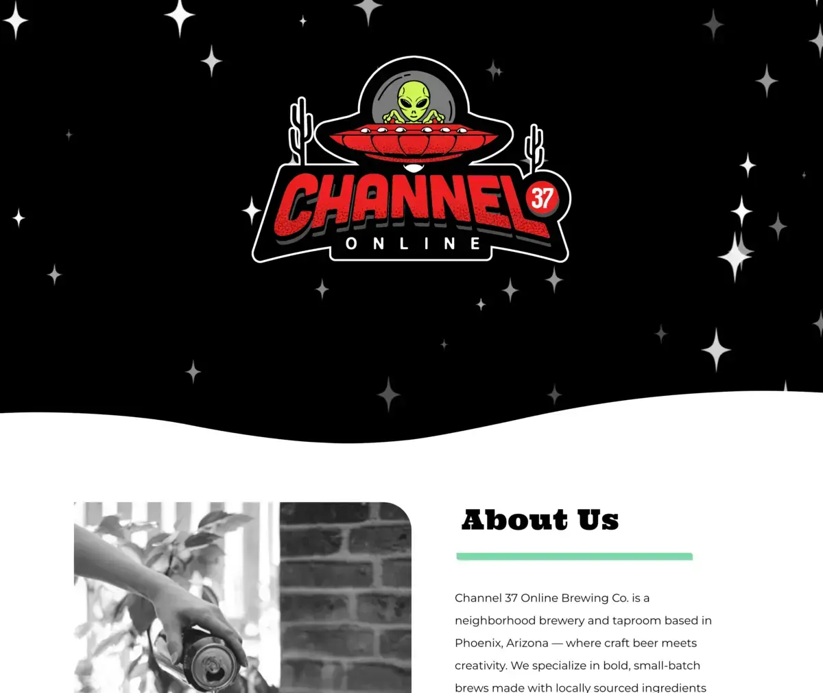 Taproom website preview.