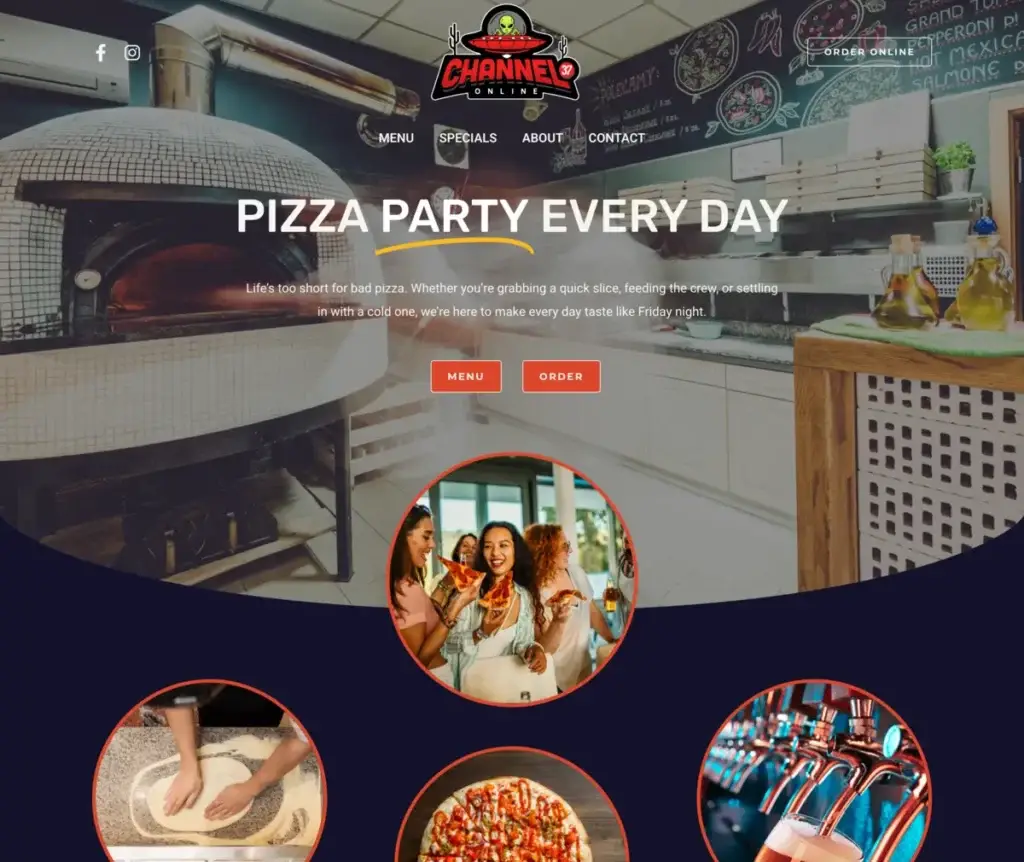 Pizza Shop website preview.