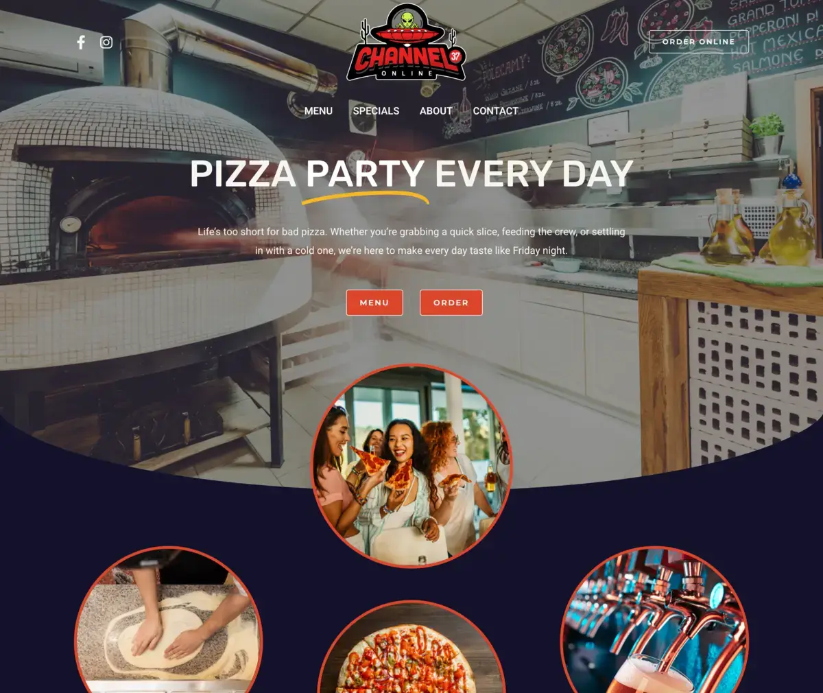 Pizza Shop website preview.