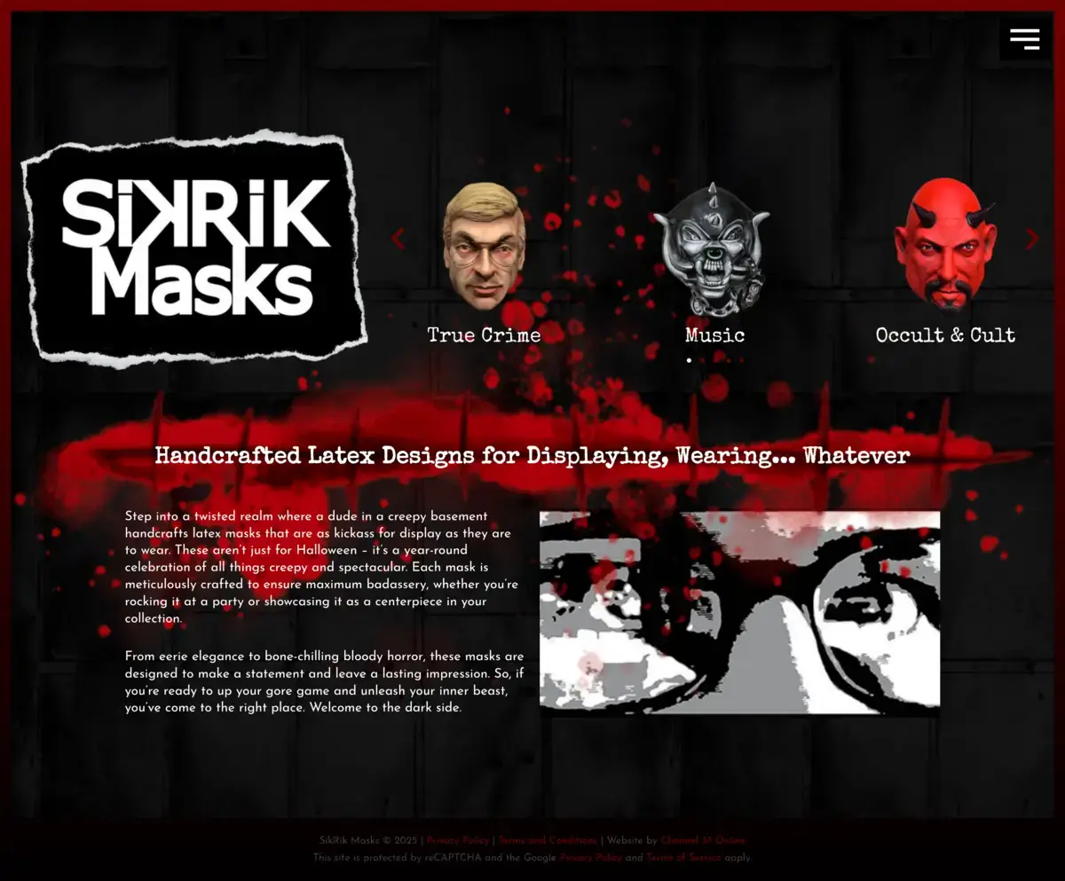 SikRik Masks website preview.