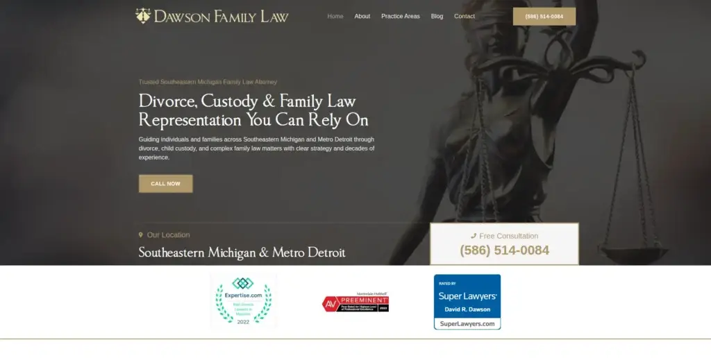 Dawson Family Law website preview.