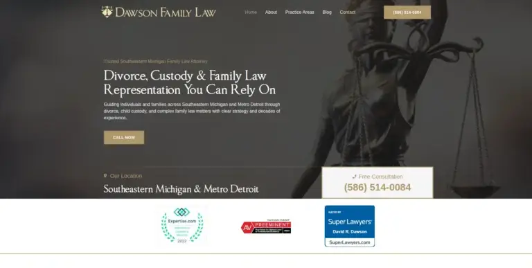 Dawson Family Law website preview.