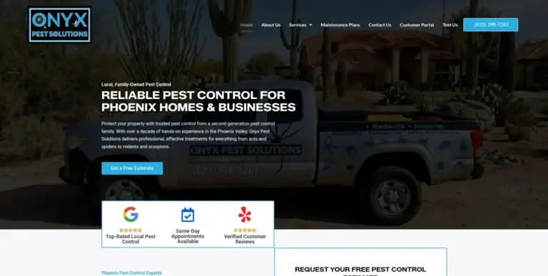 Onyx Pest Solutions website preview.